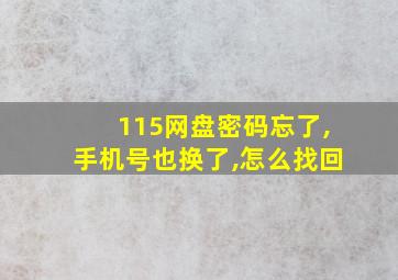 115网盘密码忘了,手机号也换了,怎么找回