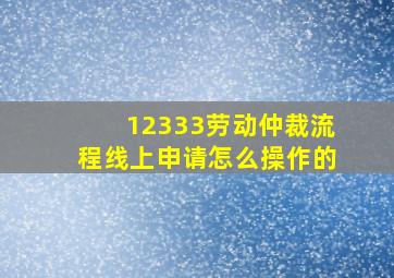 12333劳动仲裁流程线上申请怎么操作的