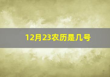 12月23农历是几号