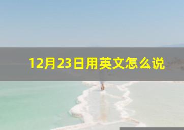 12月23日用英文怎么说