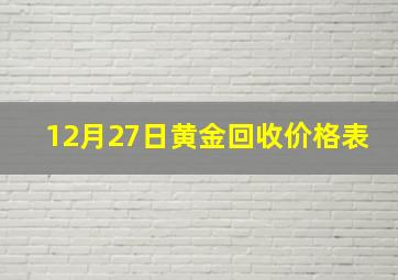 12月27日黄金回收价格表