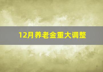 12月养老金重大调整