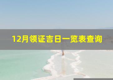 12月领证吉日一览表查询