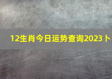 12生肖今日运势查询2023卜