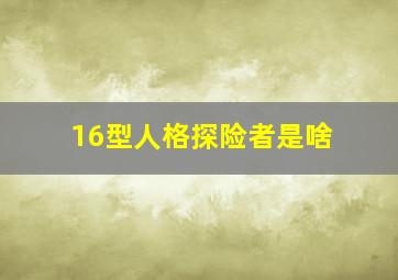 16型人格探险者是啥