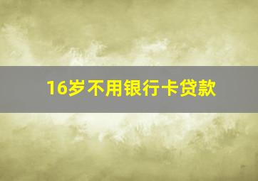 16岁不用银行卡贷款