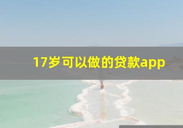 17岁可以做的贷款app