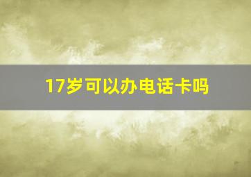 17岁可以办电话卡吗