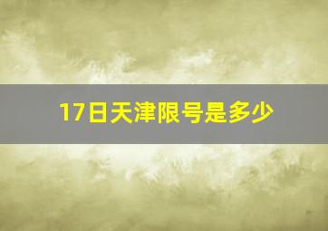 17日天津限号是多少