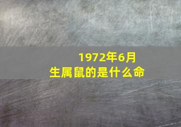 1972年6月生属鼠的是什么命