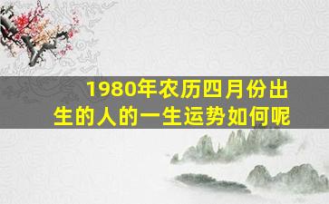 1980年农历四月份出生的人的一生运势如何呢