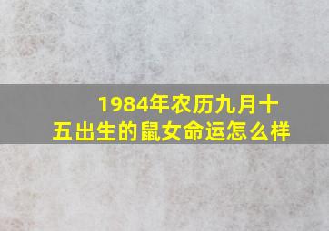 1984年农历九月十五出生的鼠女命运怎么样