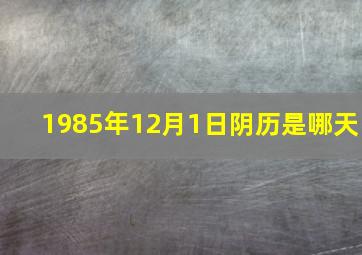 1985年12月1日阴历是哪天