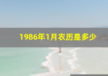 1986年1月农历是多少