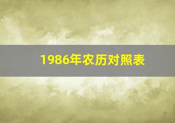 1986年农历对照表