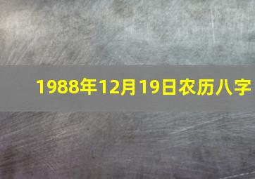 1988年12月19日农历八字