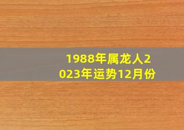 1988年属龙人2023年运势12月份