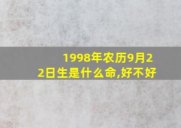 1998年农历9月22日生是什么命,好不好