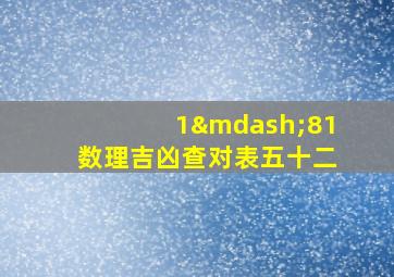 1—81数理吉凶查对表五十二