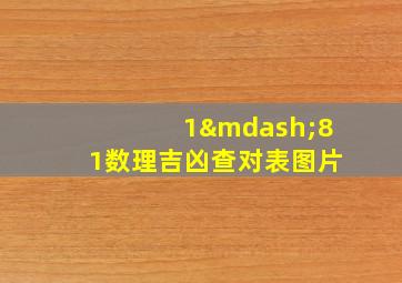 1—81数理吉凶查对表图片