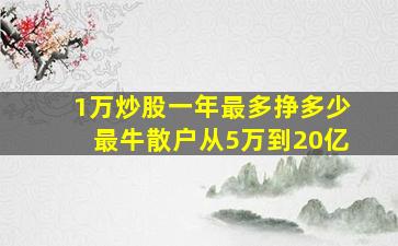 1万炒股一年最多挣多少最牛散户从5万到20亿