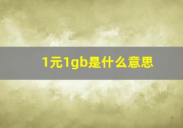 1元1gb是什么意思