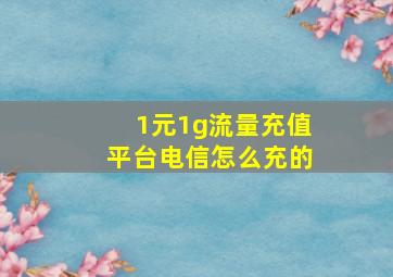 1元1g流量充值平台电信怎么充的