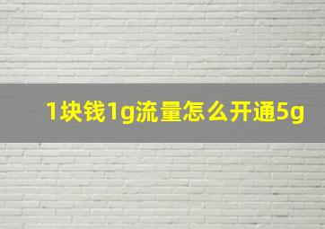 1块钱1g流量怎么开通5g