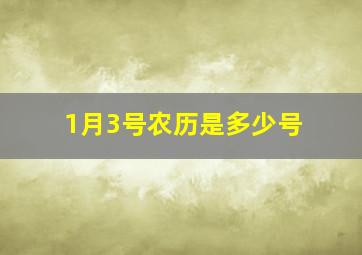 1月3号农历是多少号