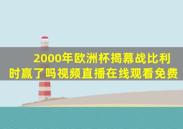 2000年欧洲杯揭幕战比利时赢了吗视频直播在线观看免费