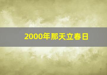 2000年那天立春日