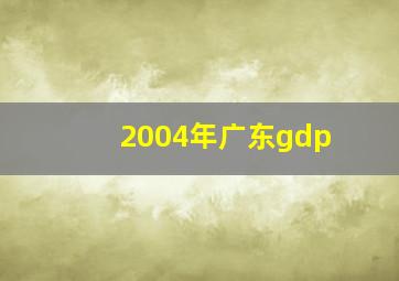 2004年广东gdp