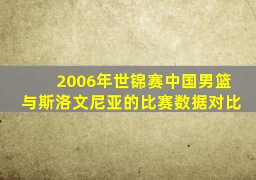 2006年世锦赛中国男篮与斯洛文尼亚的比赛数据对比