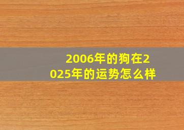 2006年的狗在2025年的运势怎么样