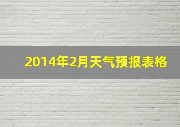 2014年2月天气预报表格