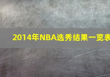 2014年NBA选秀结果一览表