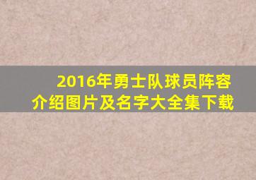 2016年勇士队球员阵容介绍图片及名字大全集下载