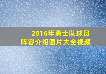 2016年勇士队球员阵容介绍图片大全视频