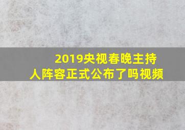 2019央视春晚主持人阵容正式公布了吗视频