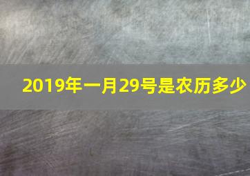 2019年一月29号是农历多少