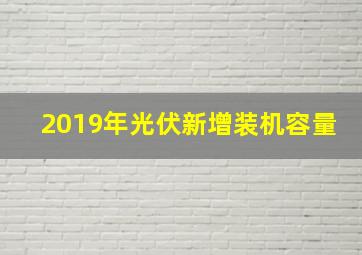 2019年光伏新增装机容量