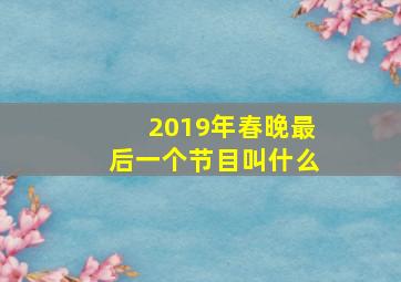 2019年春晚最后一个节目叫什么