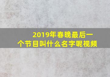 2019年春晚最后一个节目叫什么名字呢视频