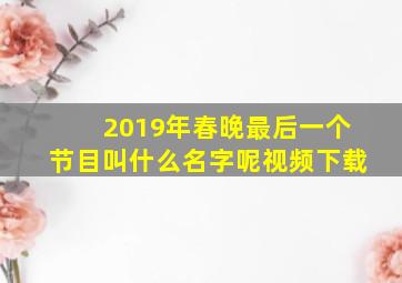 2019年春晚最后一个节目叫什么名字呢视频下载