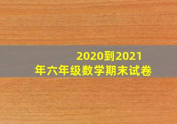 2020到2021年六年级数学期末试卷