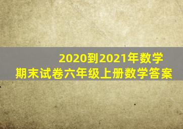 2020到2021年数学期末试卷六年级上册数学答案