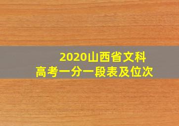 2020山西省文科高考一分一段表及位次