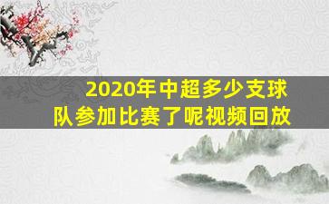 2020年中超多少支球队参加比赛了呢视频回放