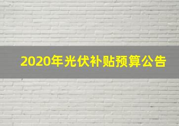 2020年光伏补贴预算公告