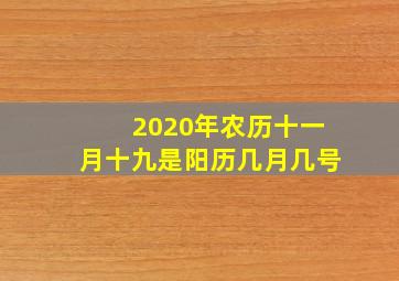 2020年农历十一月十九是阳历几月几号